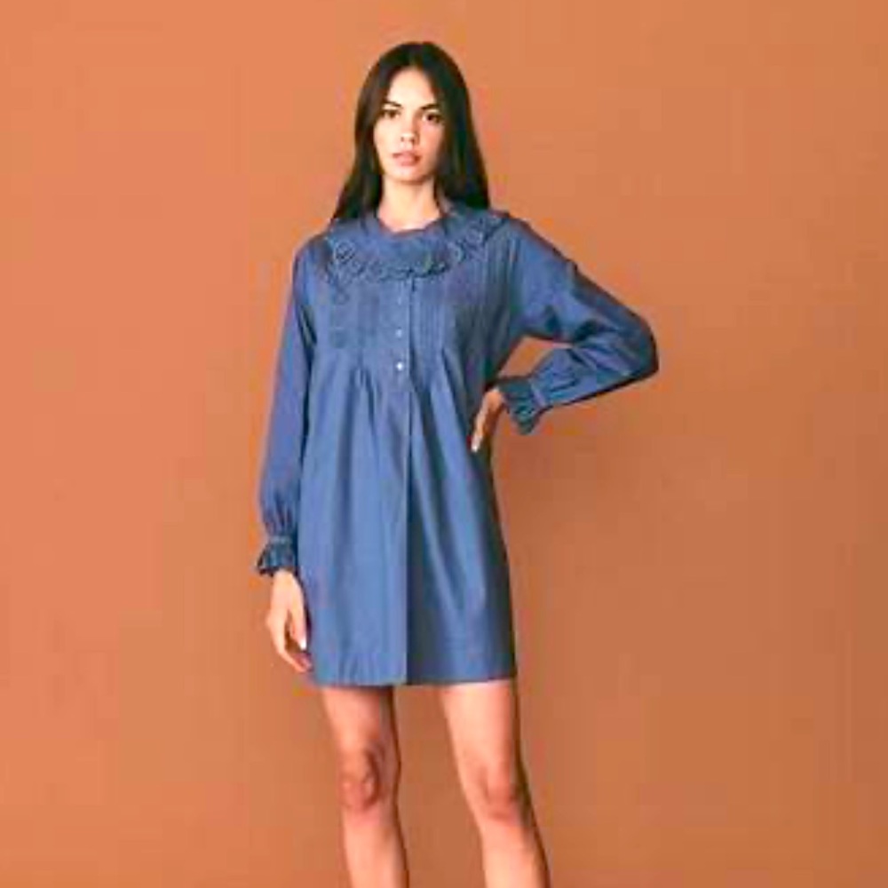 DÔEN eggplant long sleeved dress, size small, like new